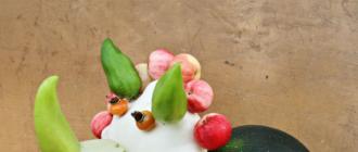 Детские поделки из овощей и фруктов Как сделать гусеницу из фруктов