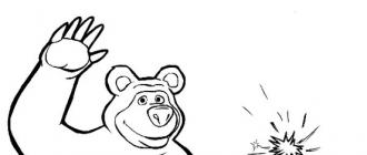 Новорічні розмальовки на тему маша та ведмідь